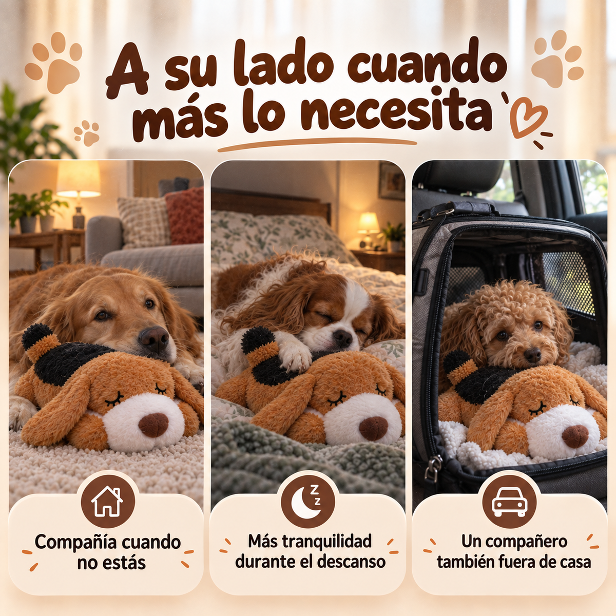 Peluche con simulador de latido TheSleepyPaw para perros